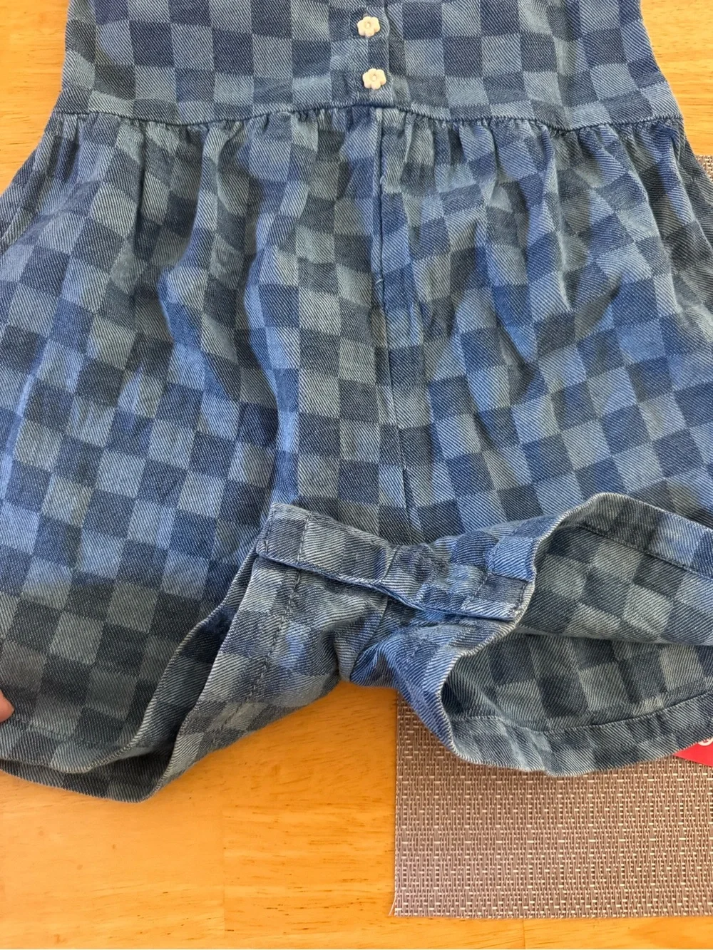 NWT Old Navy Blue Checkered Toddler Romper